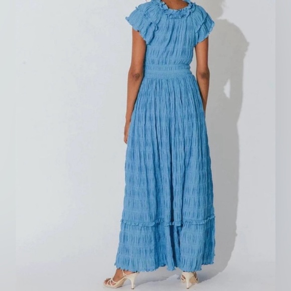 Cleobella Santana Ankle Dress Sky Blue Ruffled Dress - Picture 9 of 10